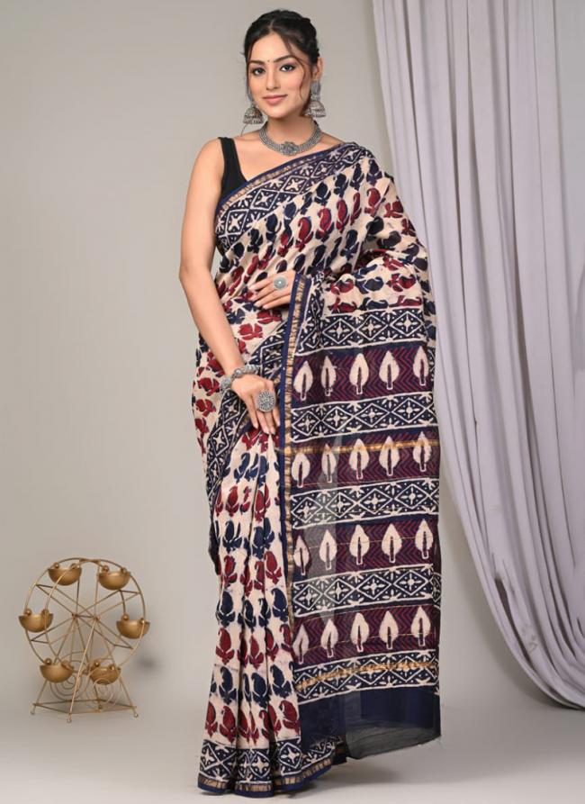 Chanderi Silk Multi Colour Festival Wear Printed Saree